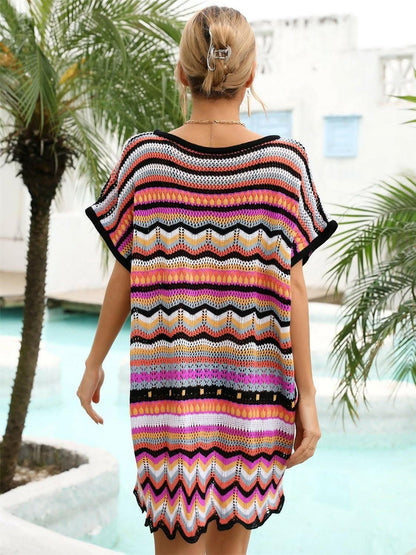 Vibrant rainbow v-neck cover-up dress 
