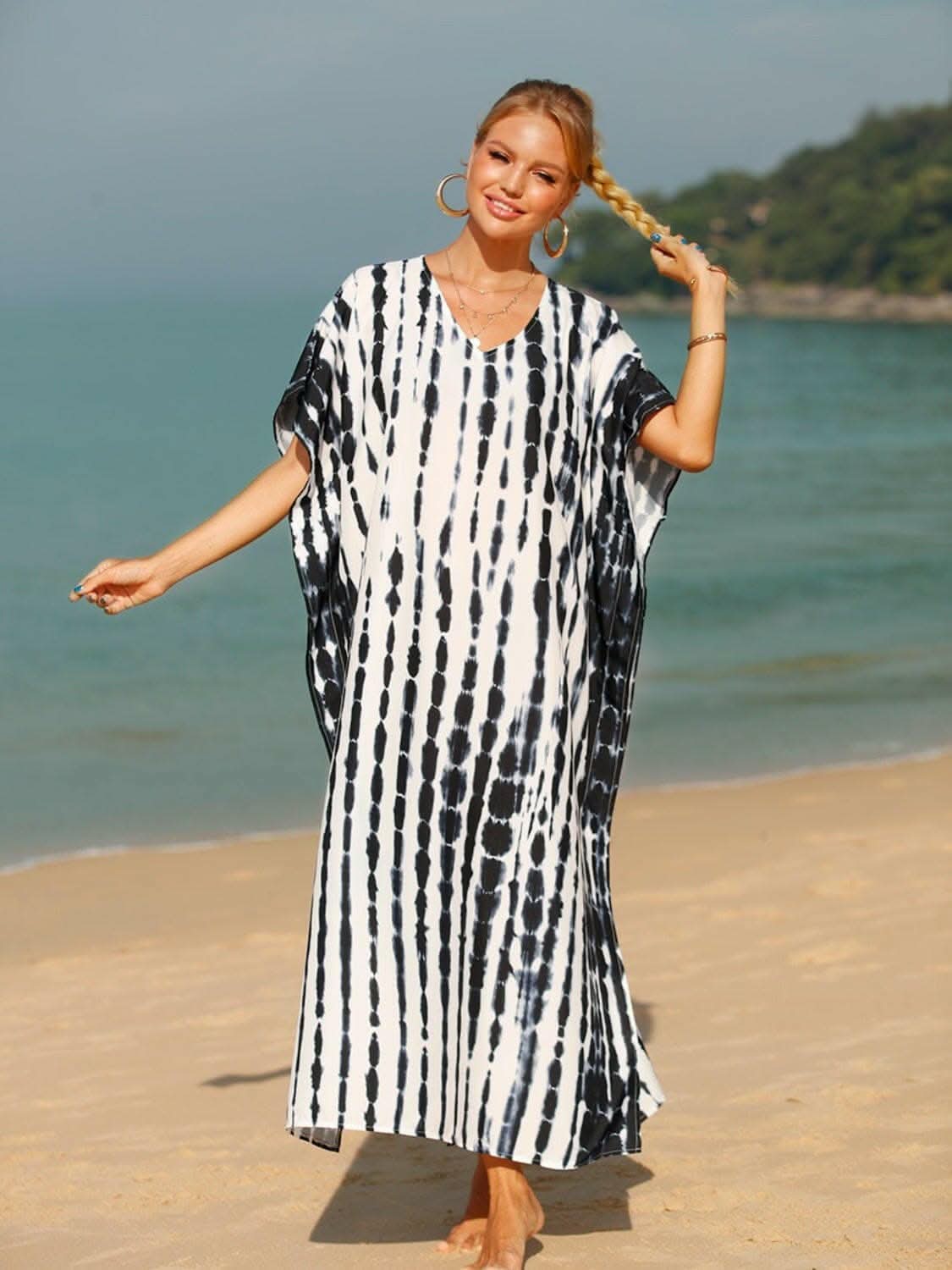 Vibrant tie-dye sheer cover-up 