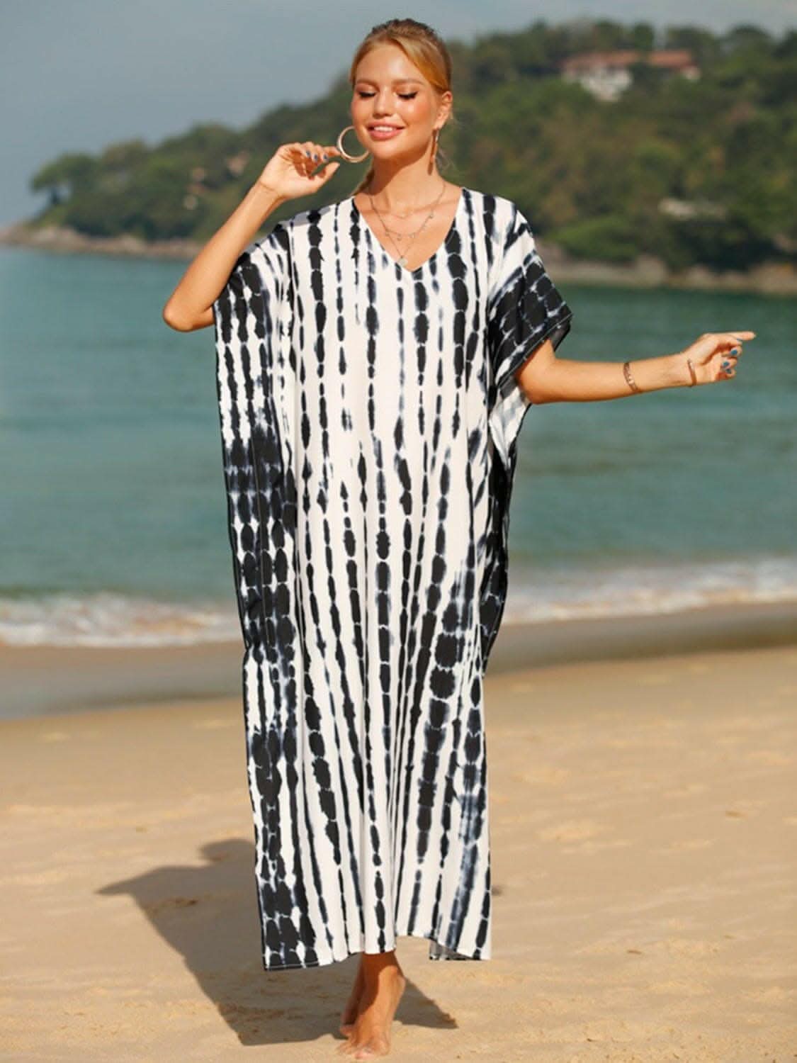 Vibrant tie-dye sheer cover-up 