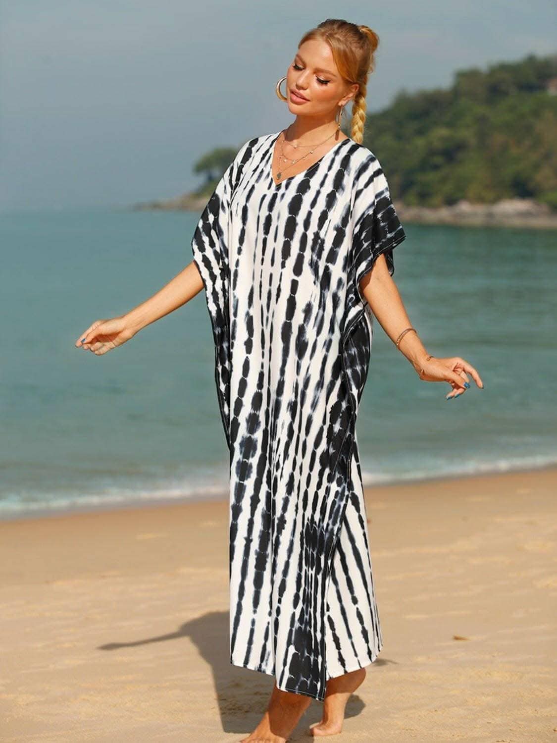 Vibrant tie-dye sheer cover-up 