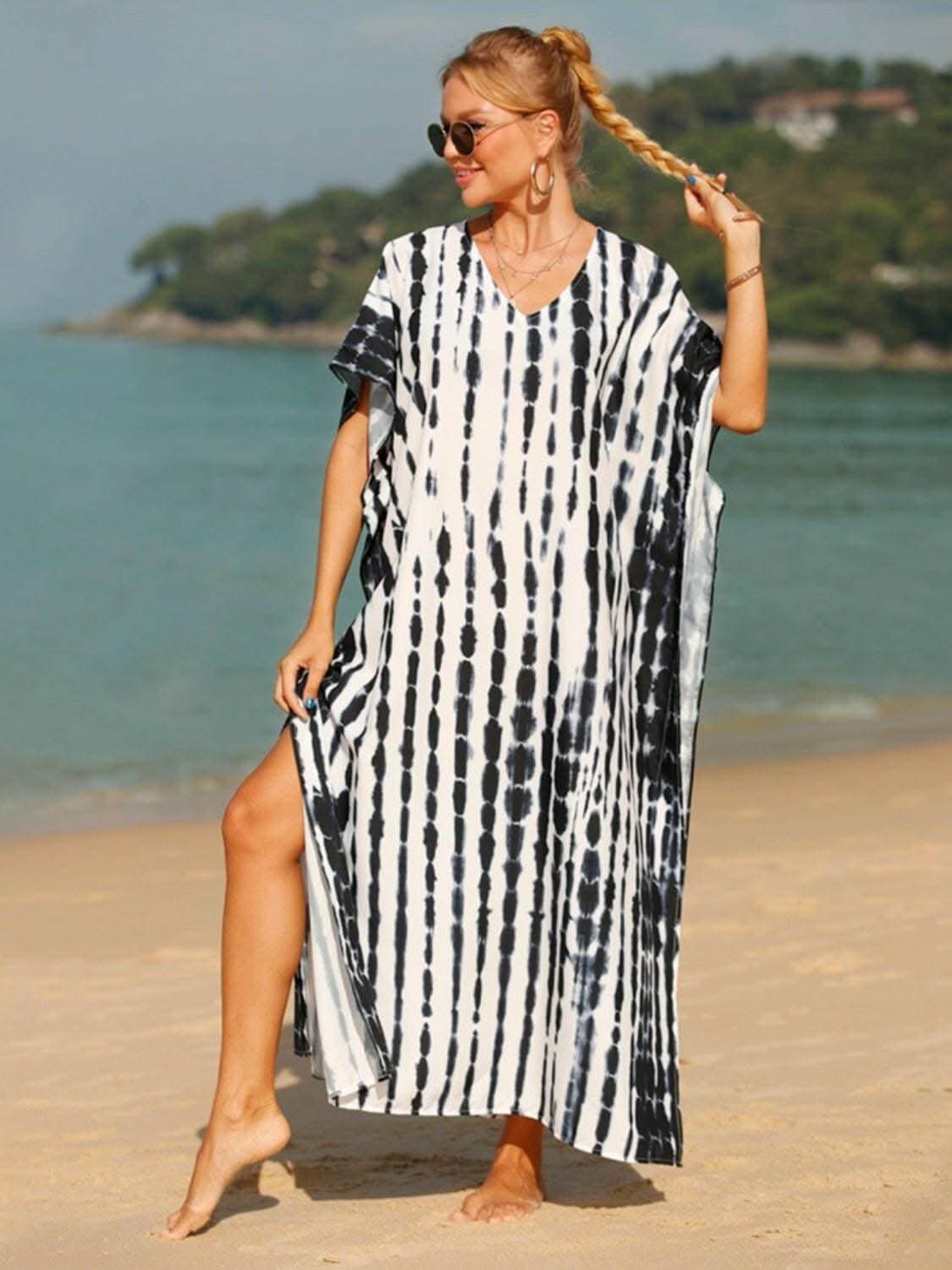 Vibrant tie-dye sheer cover-up 