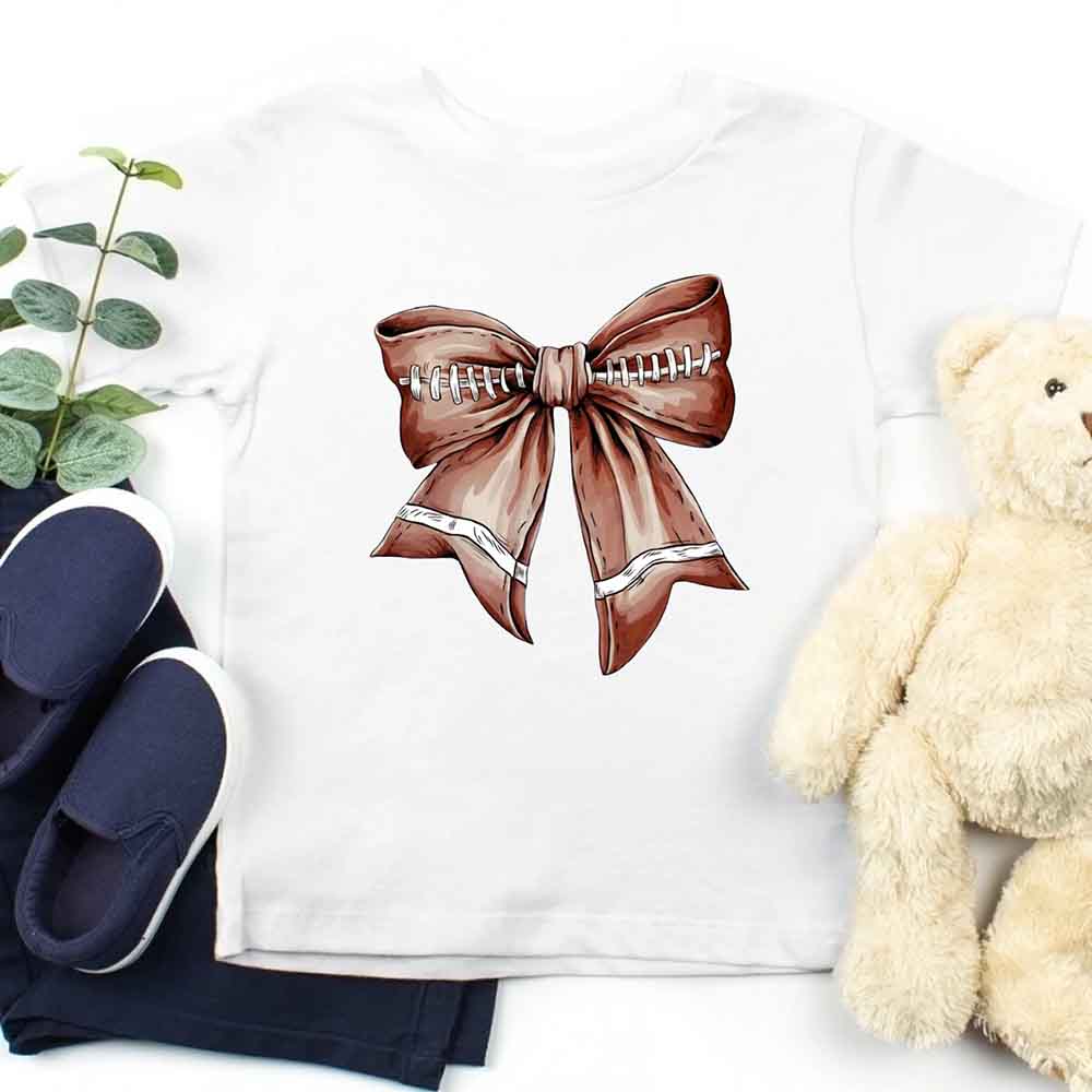 Vintage Football Bow For Kids T-Shirt – Cute Game Day Shirt for Girls Adorb.co