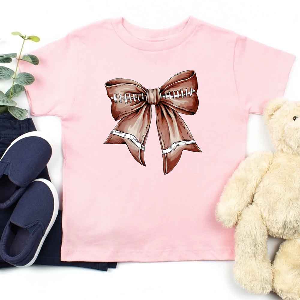 Vintage Football Bow For Kids T-Shirt – Cute Game Day Shirt for Girls Adorb.co