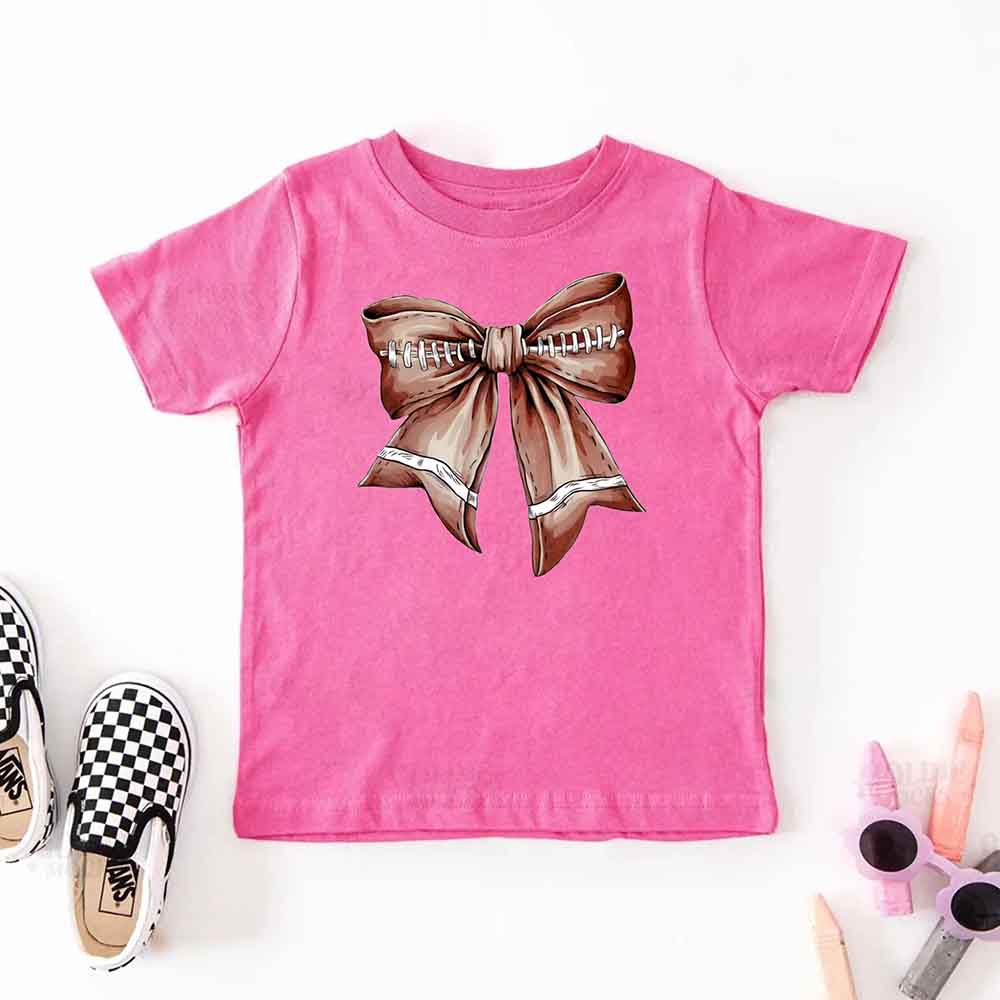 Vintage Football Bow For Kids T-Shirt – Cute Game Day Shirt for Girls Adorb.co
