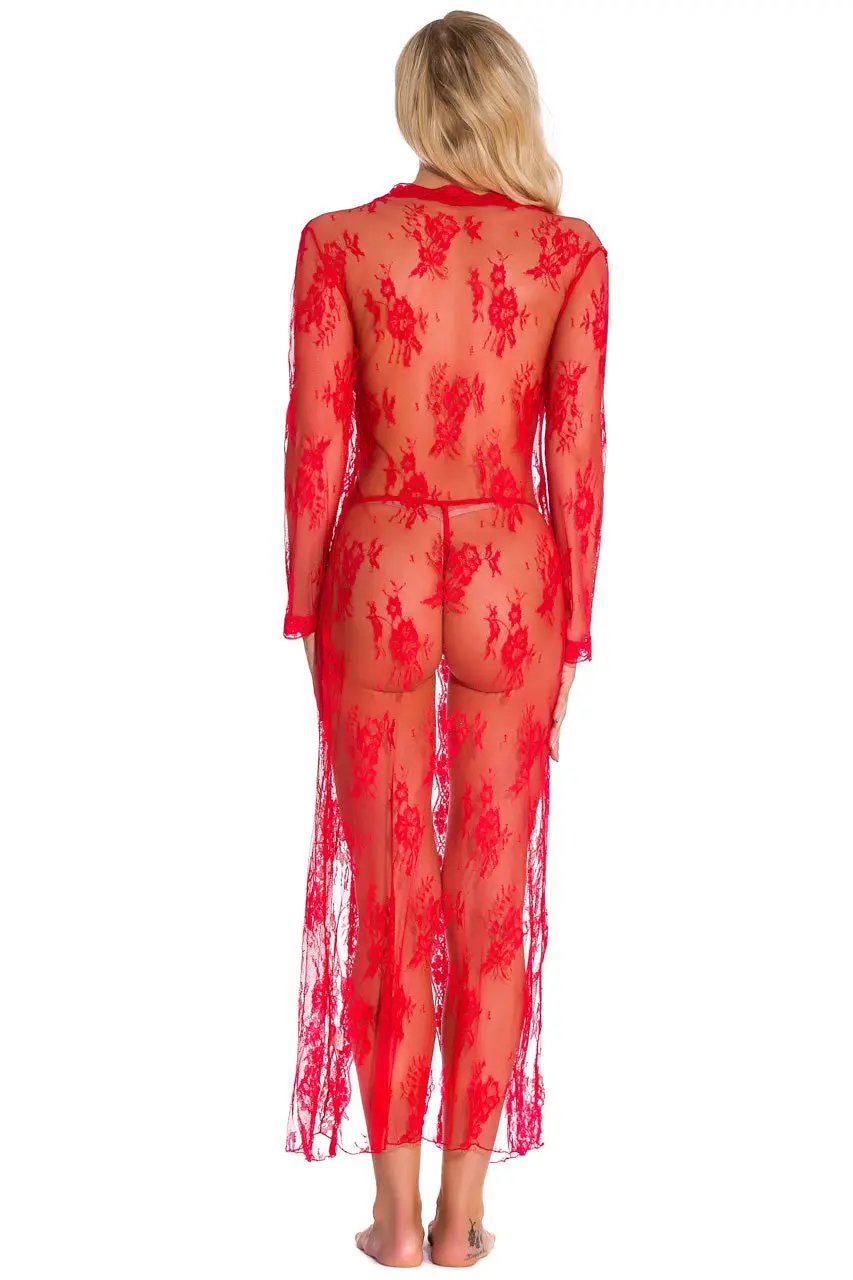 Long Floral Lace Robe 3wishes.com