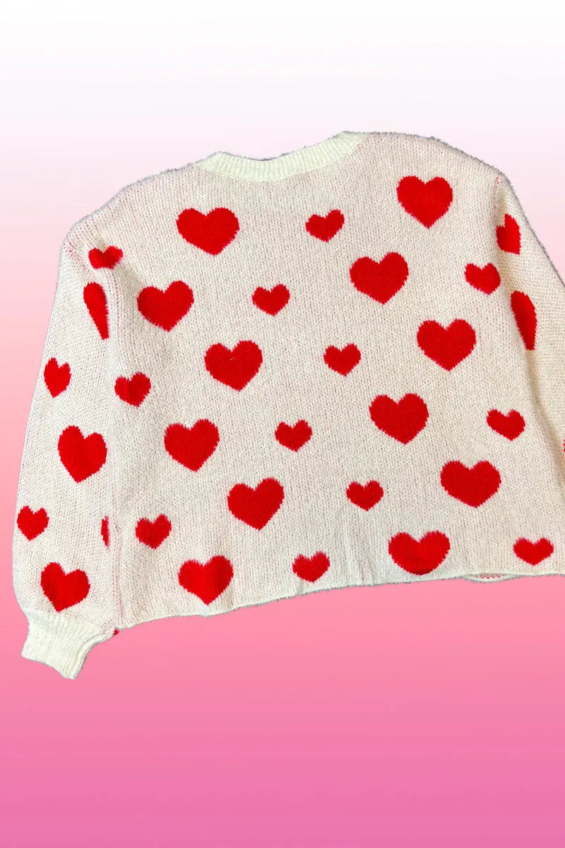 Fuzzy all over heart sweater Miss Sparkling