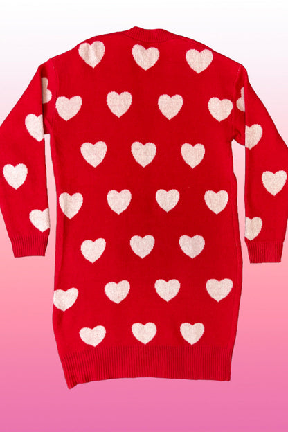 Knee length heart cardigan