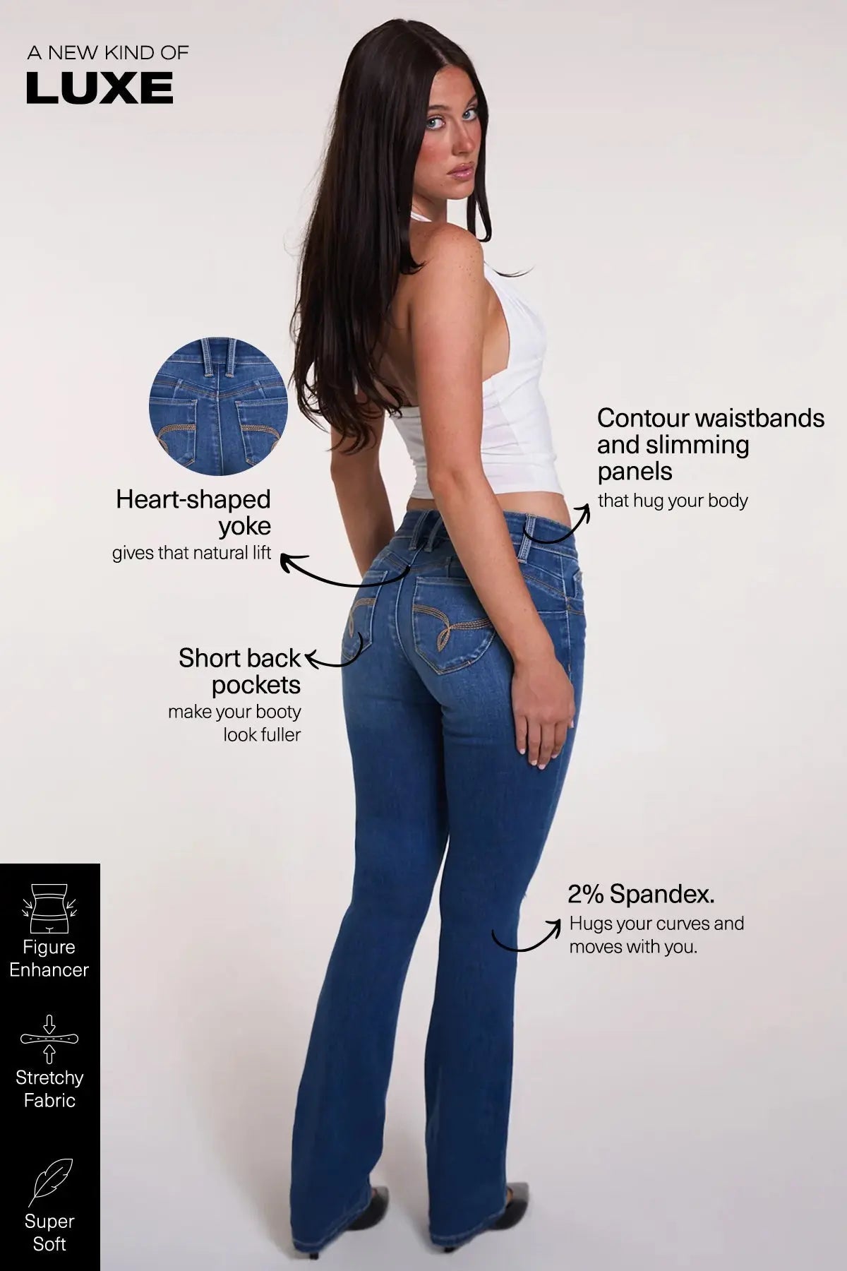 Women's Luxe Mid Rise WannaBettaButt Bootcut Jeans YMI JEANS