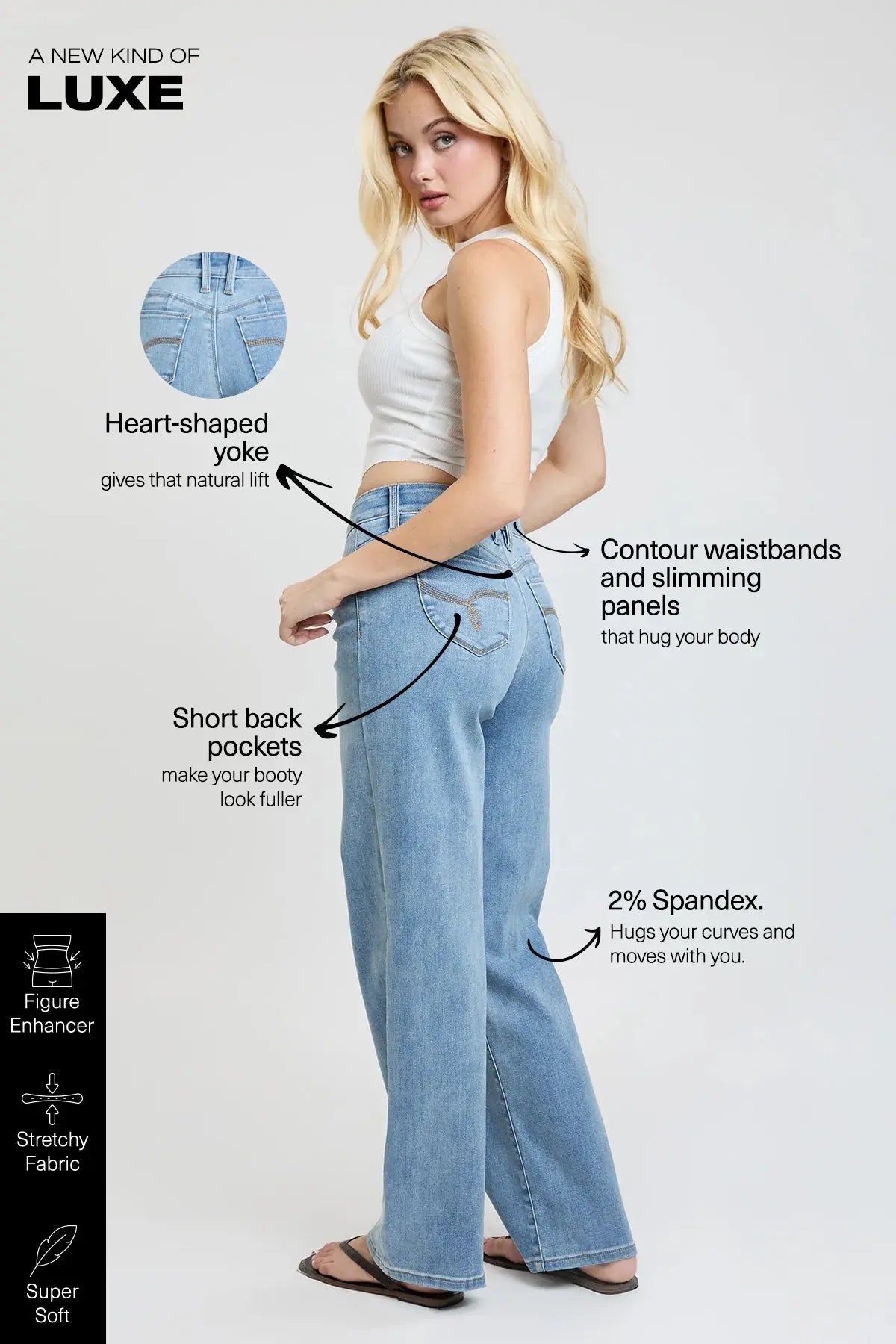 Women's Luxe High Rise WannaBettaButt Straight  Jeans YMI JEANS