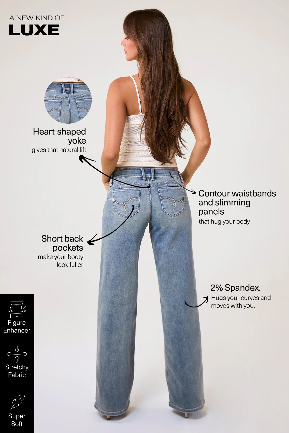 Women's Jeans - Luxe Low Rise WannaBettaButt - Wide Leg - Lifestyle Image
