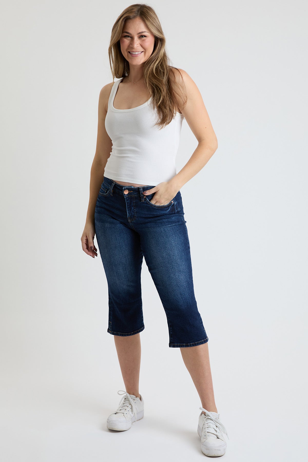 YMI JEANS Women's Premium Stretch Essential Capri - Lifestyle Image