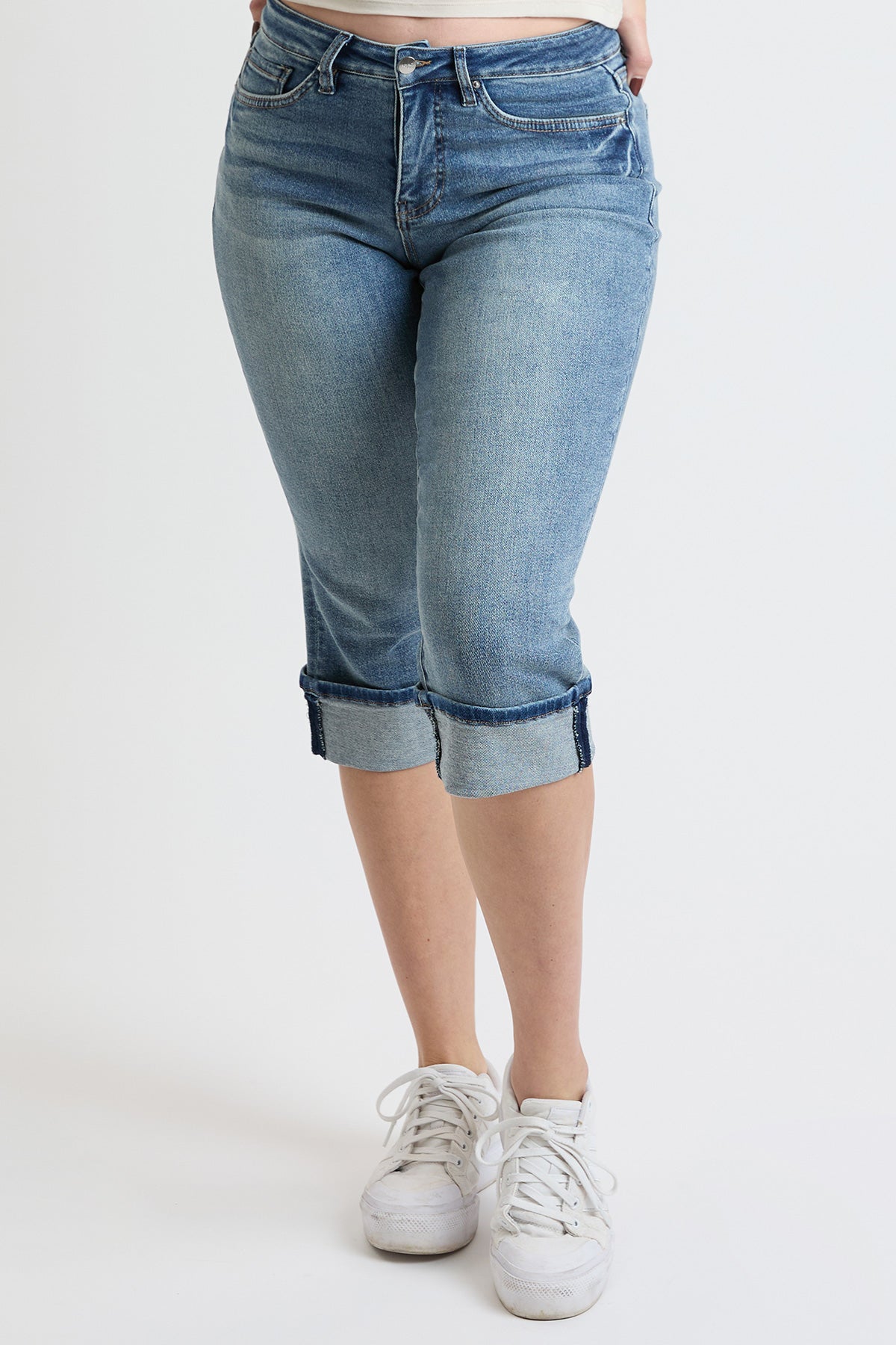 YMI JEANS Women's Premium Stretch Essential Cuff Capri - Alternate Angle