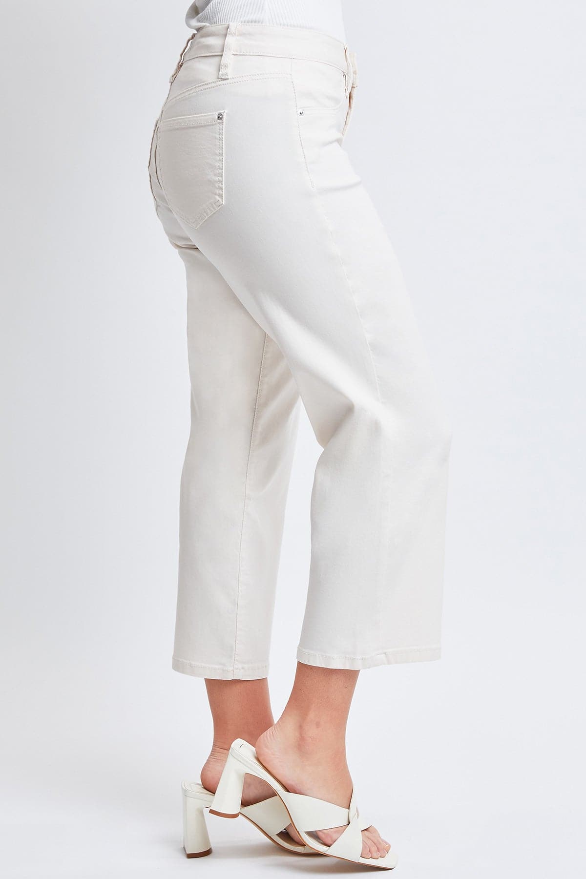 Women's Hyperstretch High Rise Cropped Wide Leg Flood Pants, Gardenia