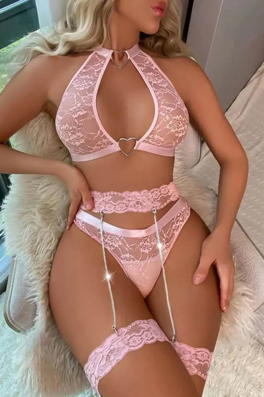 High Neck Bra and Garter Set 3wishes.com