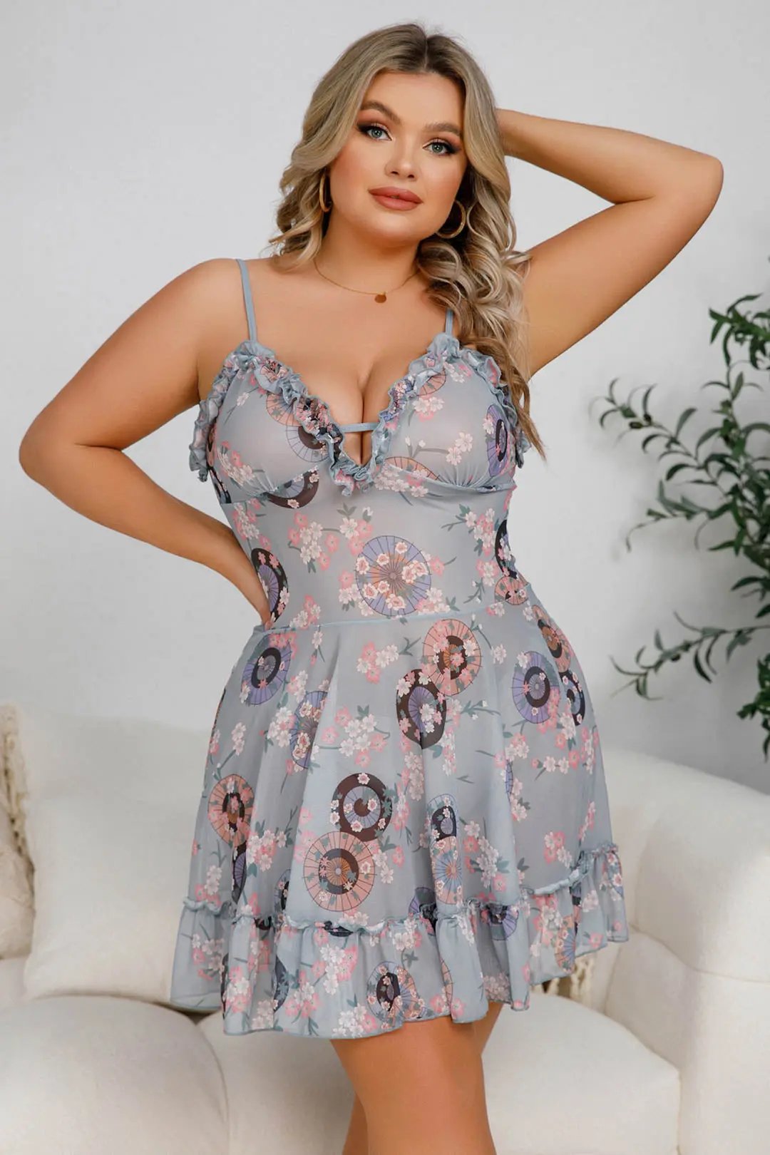 3wishes.com Apparel & Accessories > Clothing > Lingerie - 3wishes Plus Size Chemise - Comfortable, Stylish Spring Lingerie - Premium Quality 3wishes.com