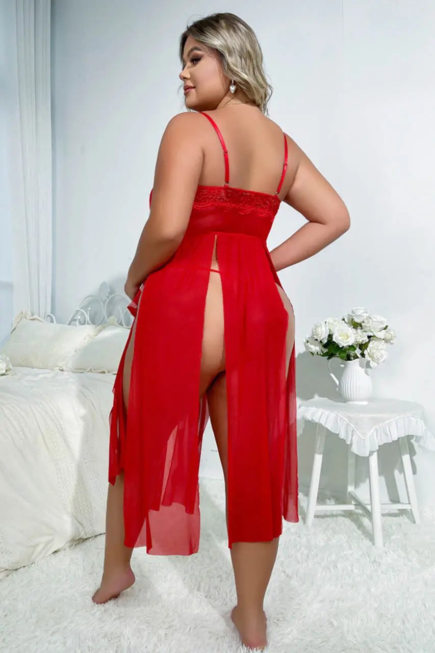 Plus Size Flyaway Split Babydoll 3wishes.com