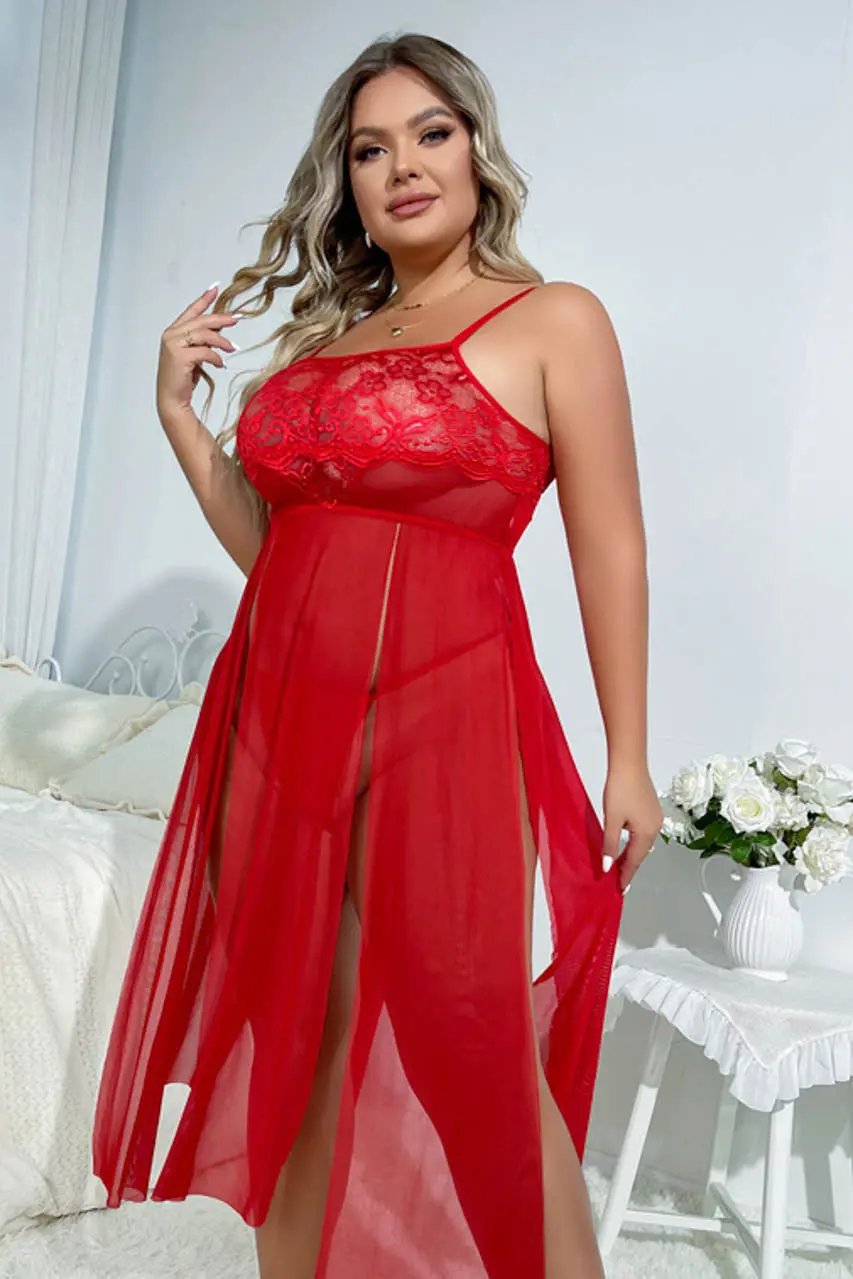Plus Size Flyaway Split Babydoll 3wishes.com