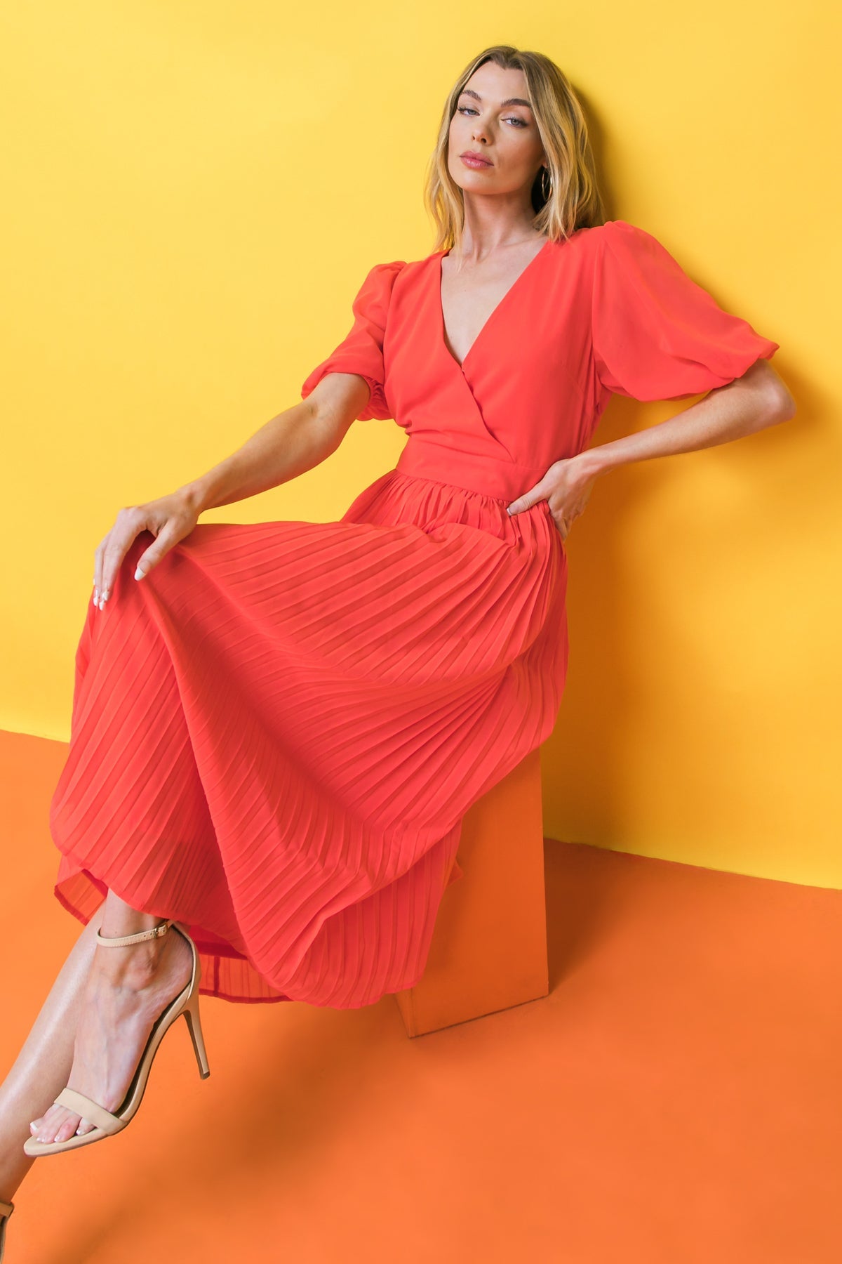 WORD TO THE WISE WOVEN MIDI DRESS 