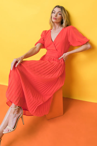WORD TO THE WISE WOVEN MIDI DRESS 