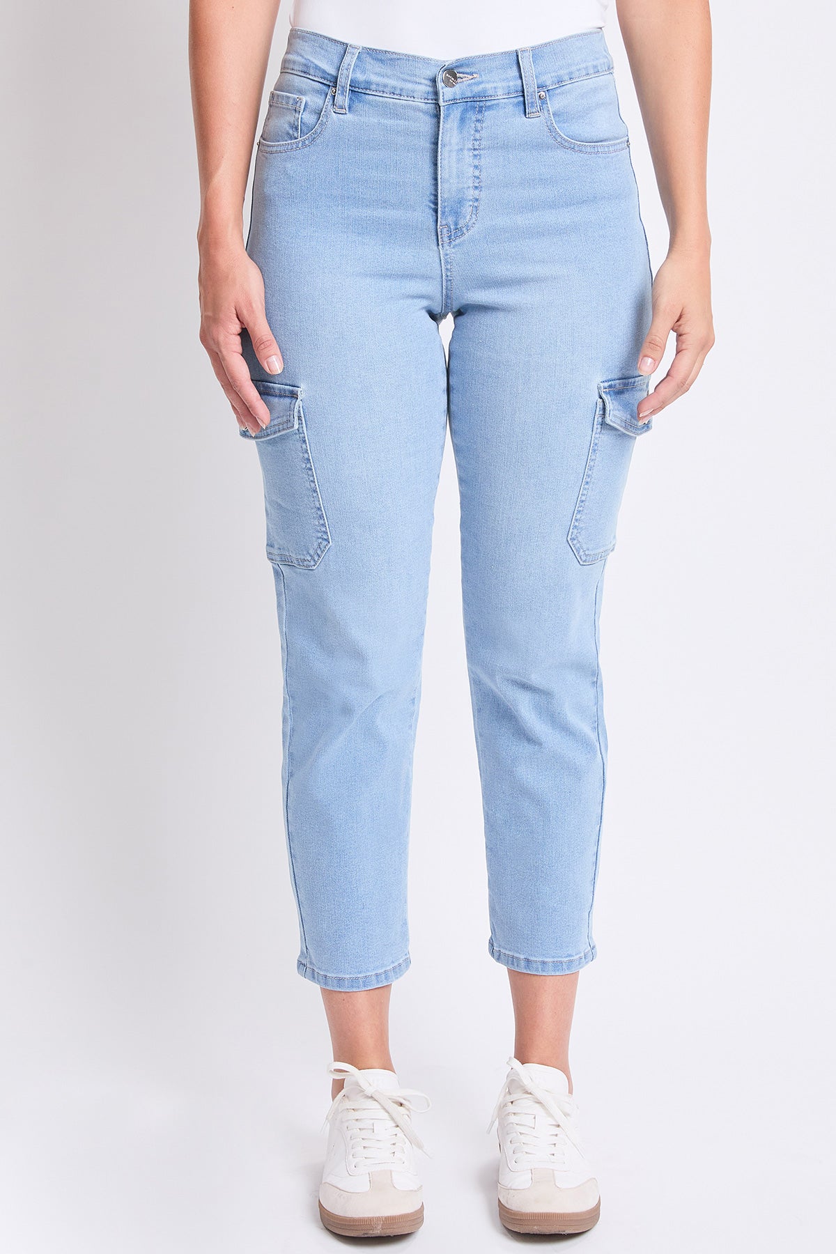 YMI JEANS Women's High Rise Slim Straight Cargo Jeans - Complete View