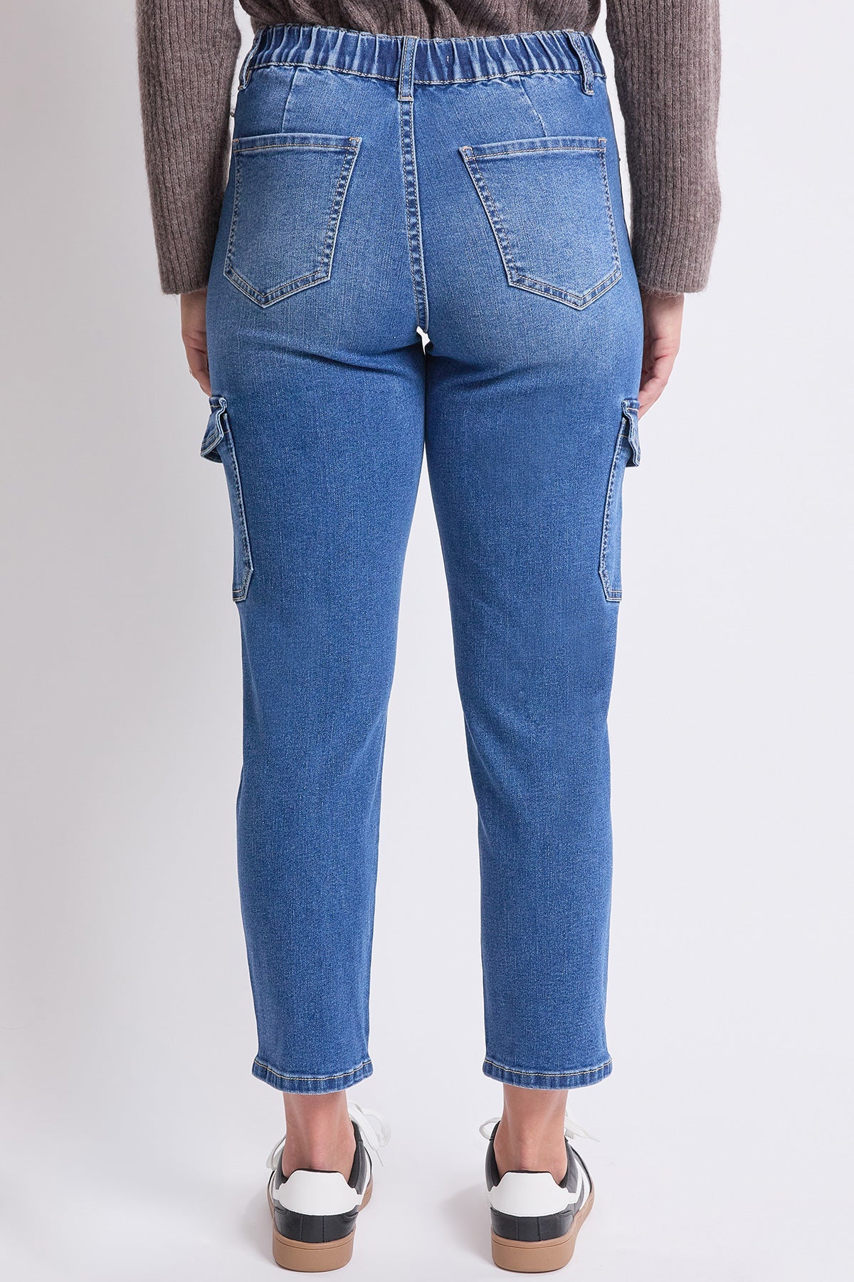 YMI JEANS Women's High Rise Slim Straight Cargo Jeans - Full View