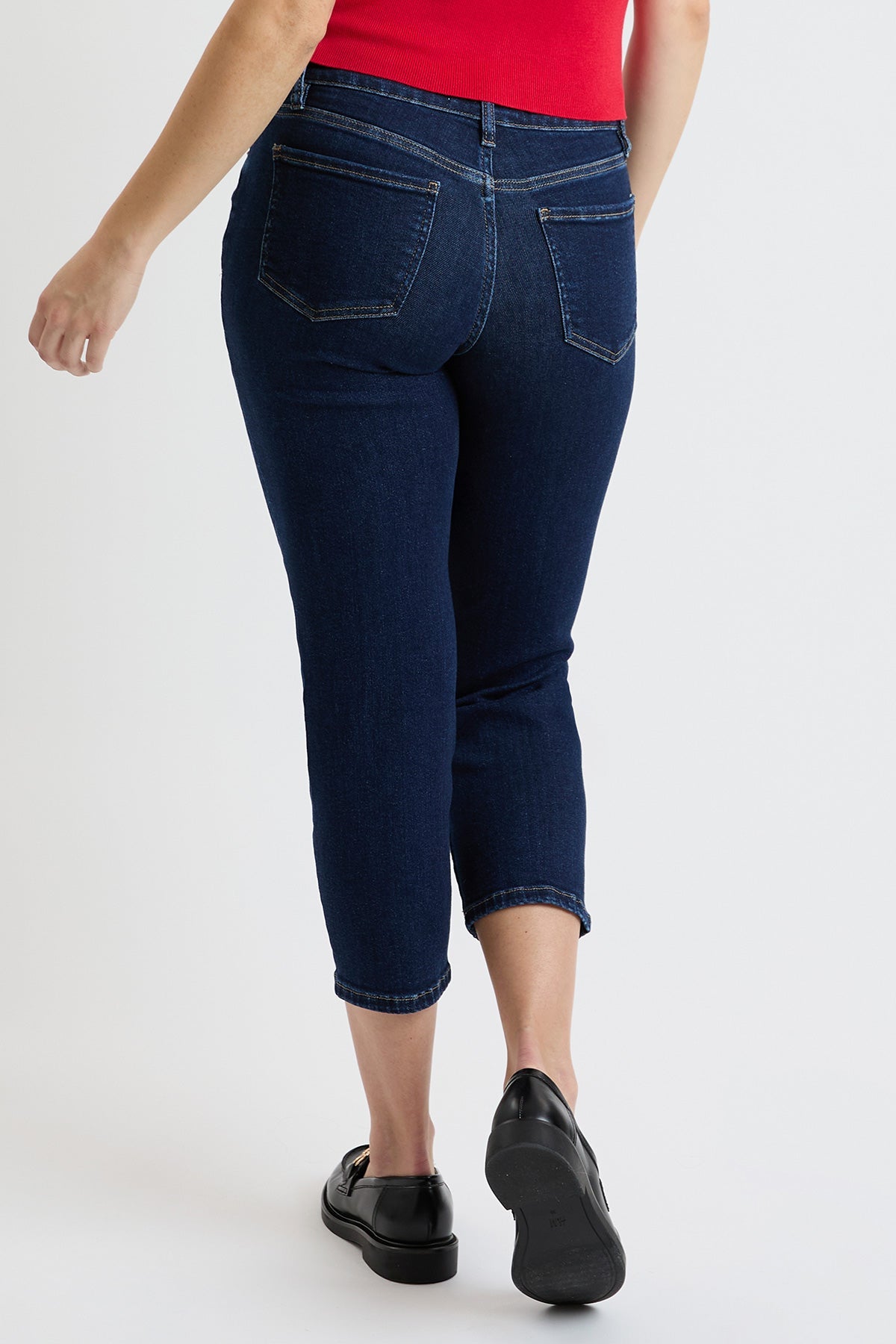 YMI JEANS Women's High Rise Premium Stretch Cropped Slim Straight - Full View