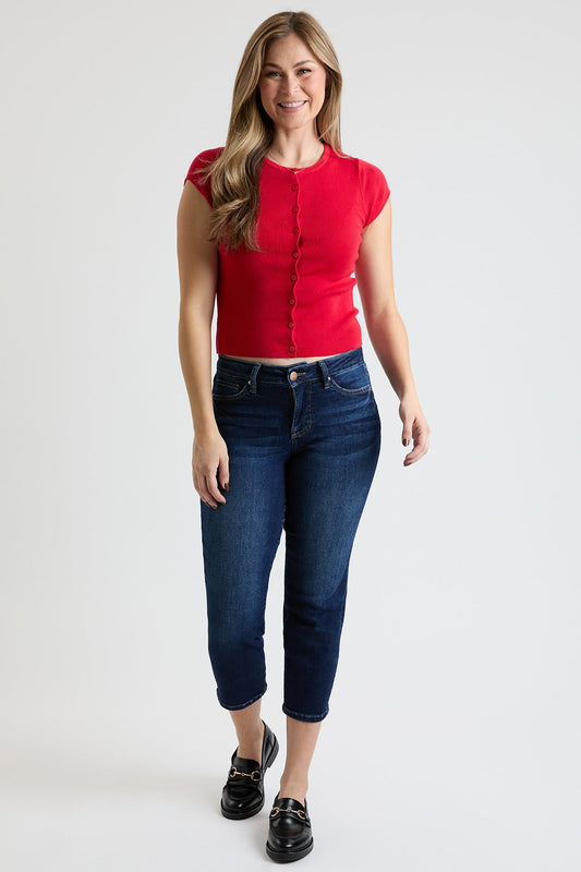 YMI JEANS Women's High Rise Premium Stretch Cropped Slim Straight - Main Product Image