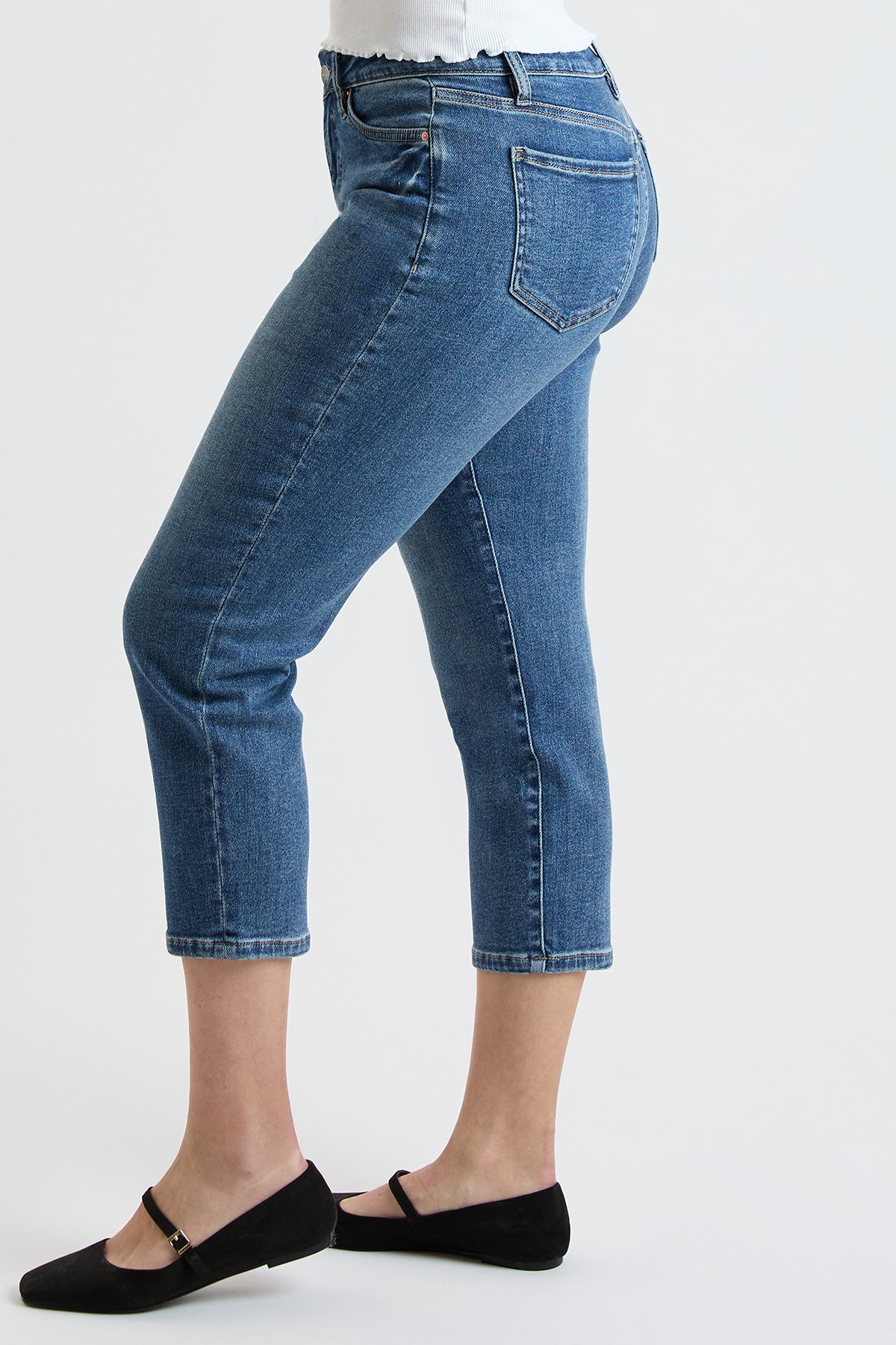 YMI JEANS Women's High Rise Premium Stretch Cropped Slim Straight - Complete View