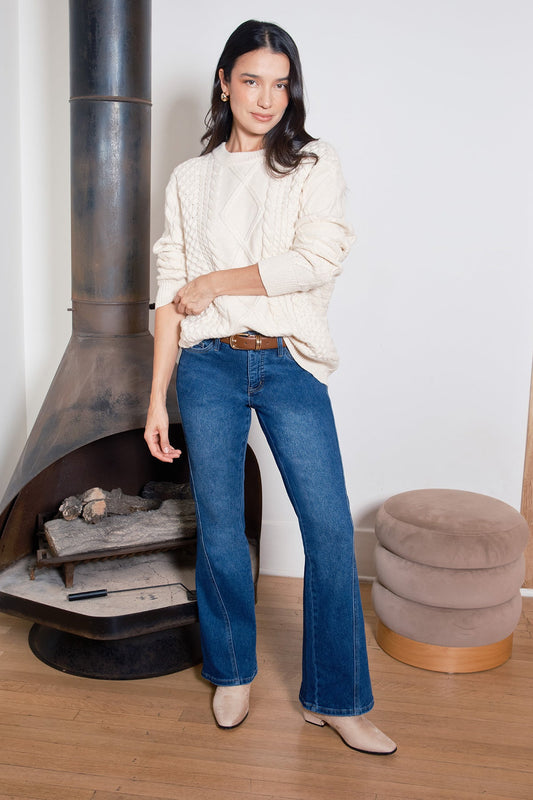 YMI JEANS Women's Curve Seam Flare Jeans - Main Product Image