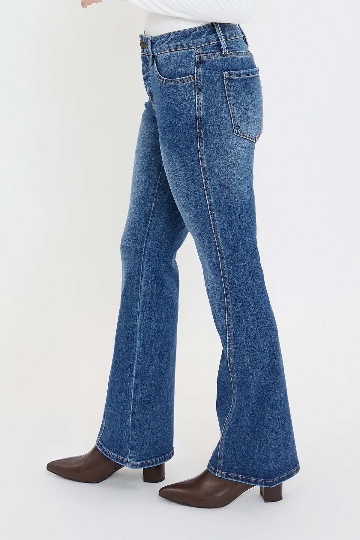 YMI JEANS Women's Curve Seam Flare Jeans - Side View