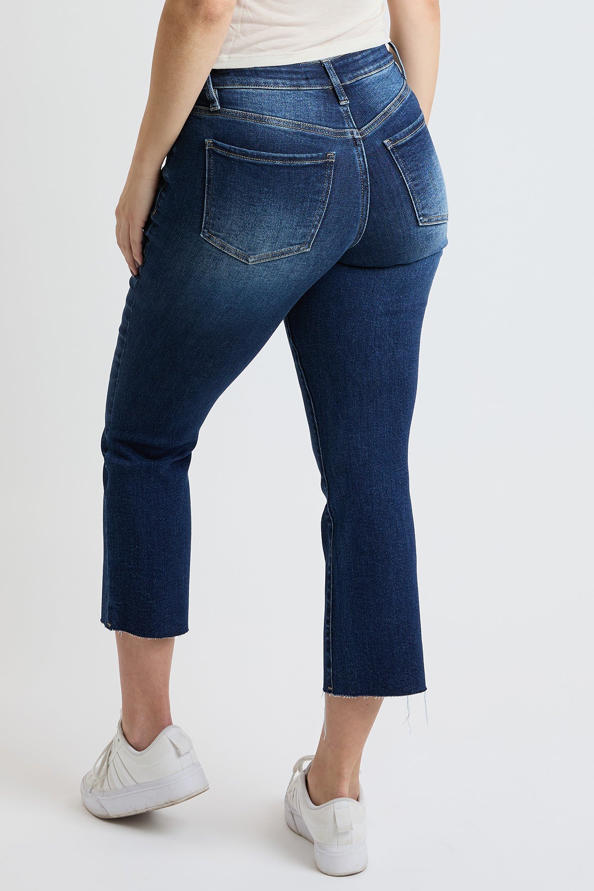 YMI JEANS Women's Premium Stretch Cropped Kick Flare - Close Up