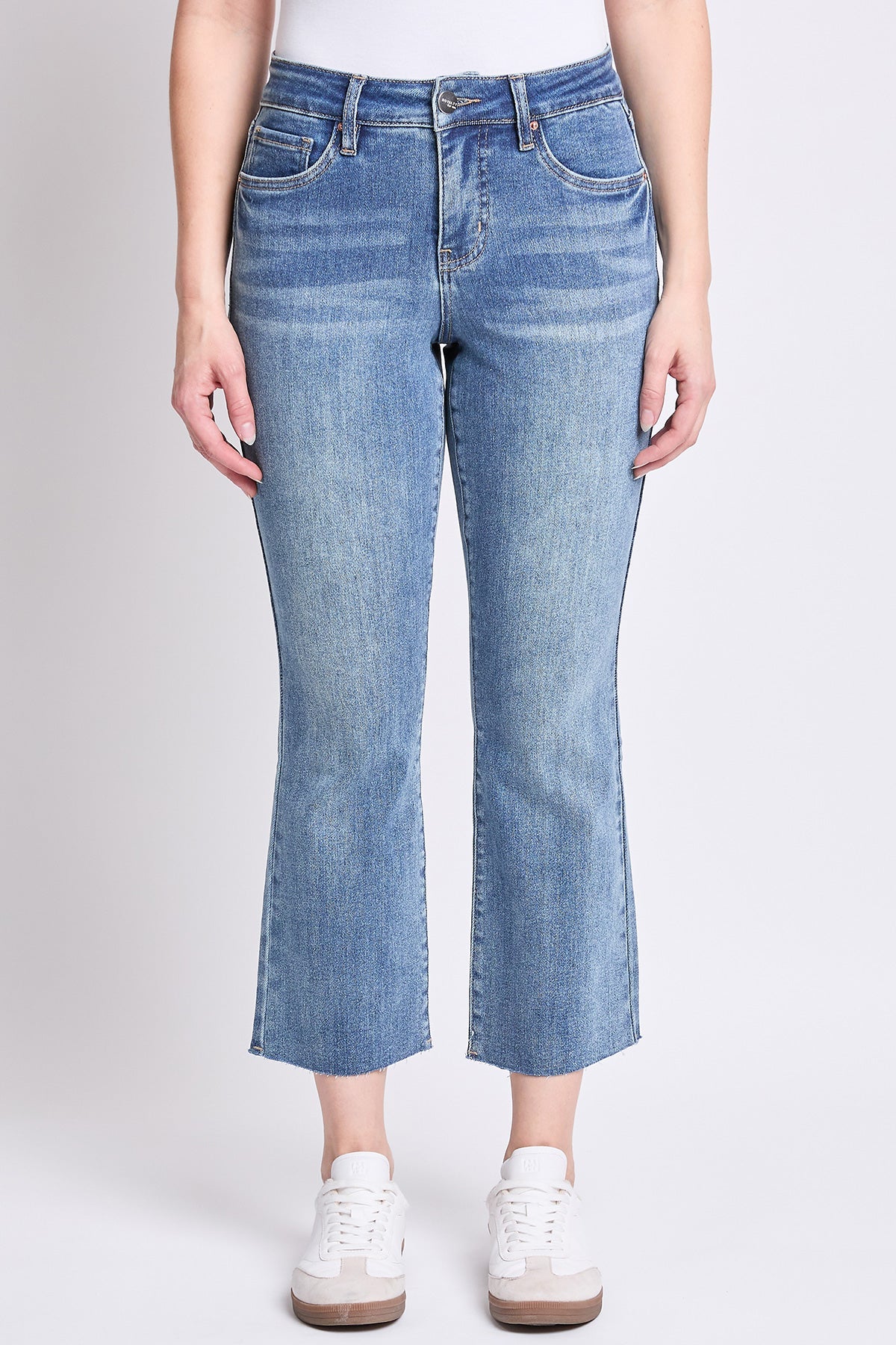 YMI JEANS Women's Premium Stretch Cropped Kick Flare - Back View