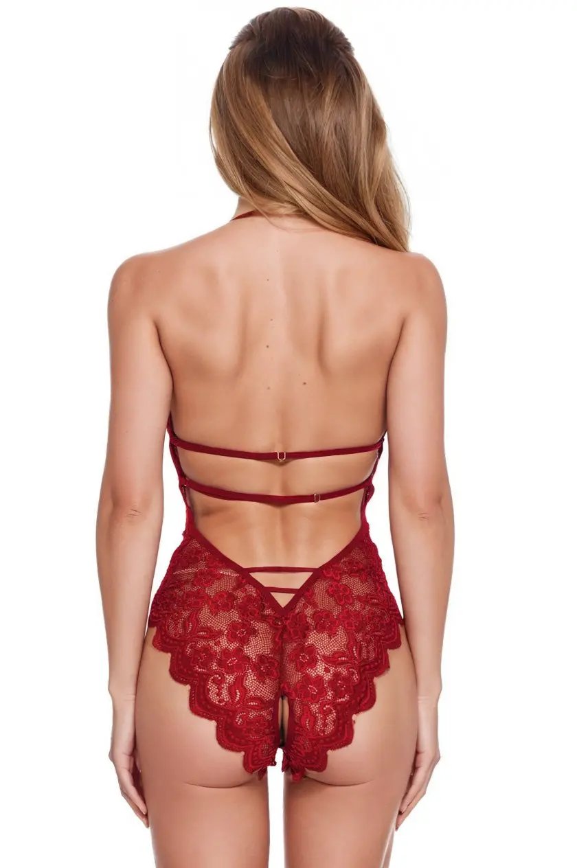 Scalloped Lace Teddy Lingerie 3wishes.com
