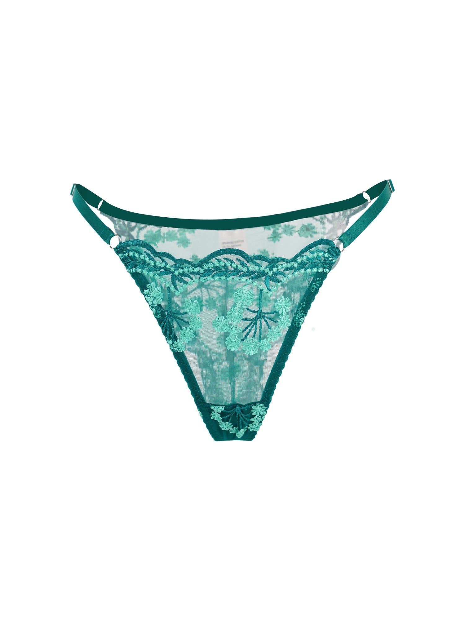 Vintage Turquoise Satin Embroidered Lingerie Thong Design Hello.LA.Girl