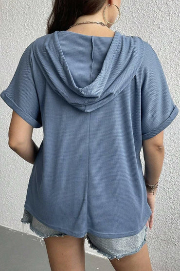 Waffle texture plus size hoodie - Love Salve 