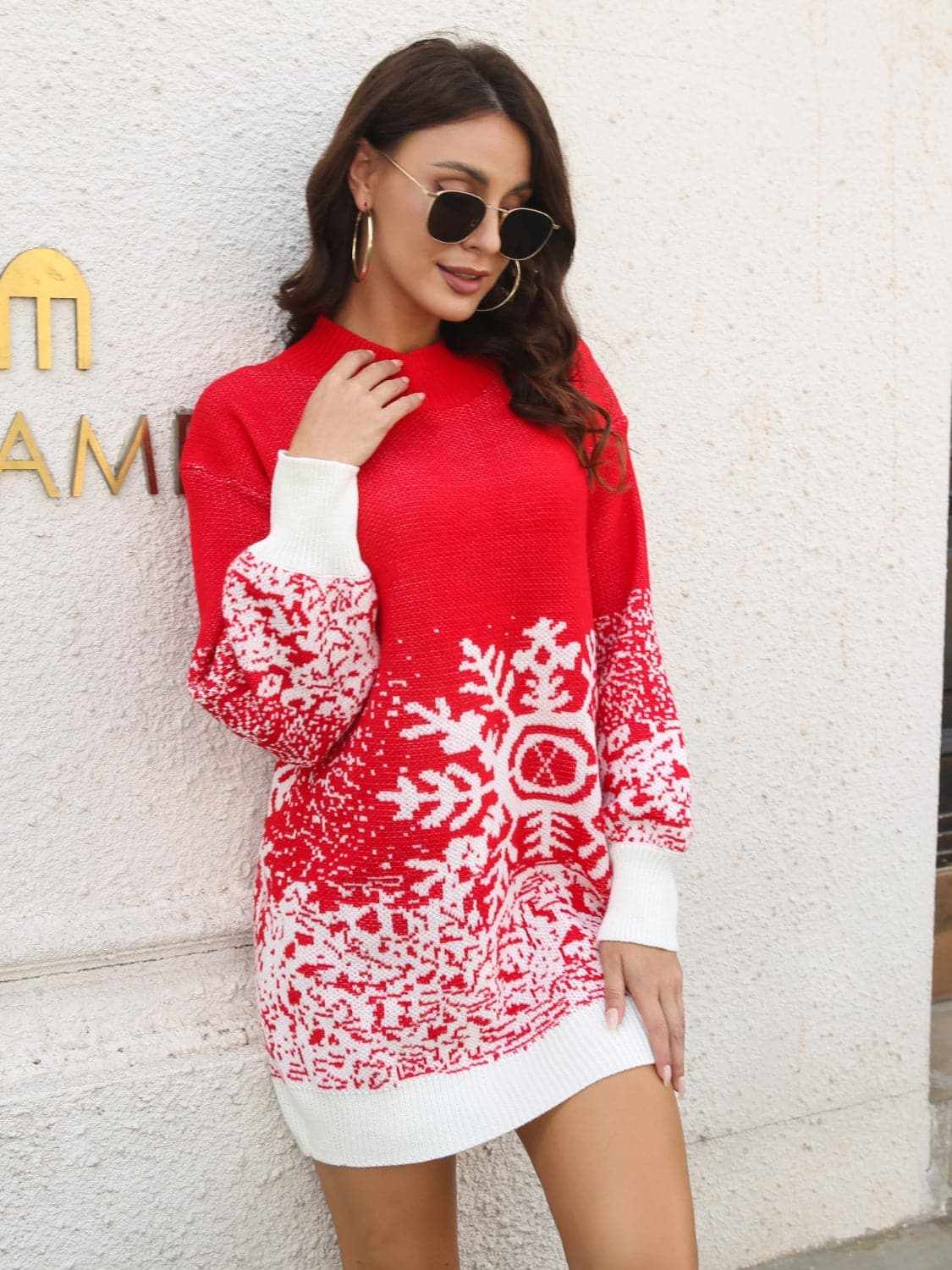 Warm knit snowflake dress 