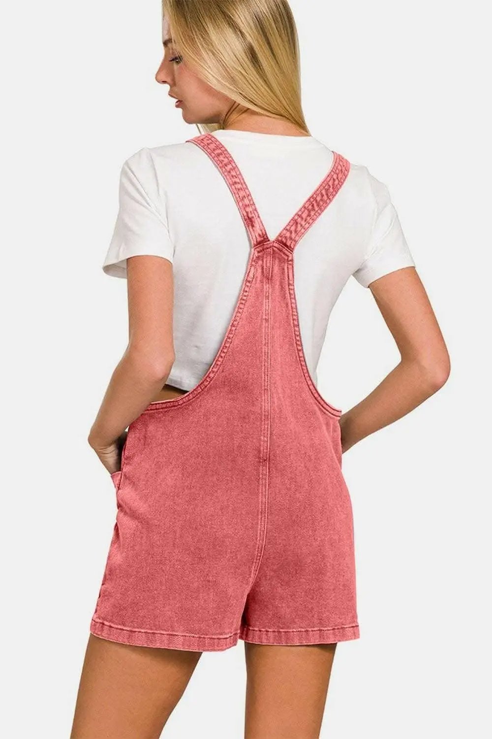 Washed knot strap jumpsuit - Love Salve 