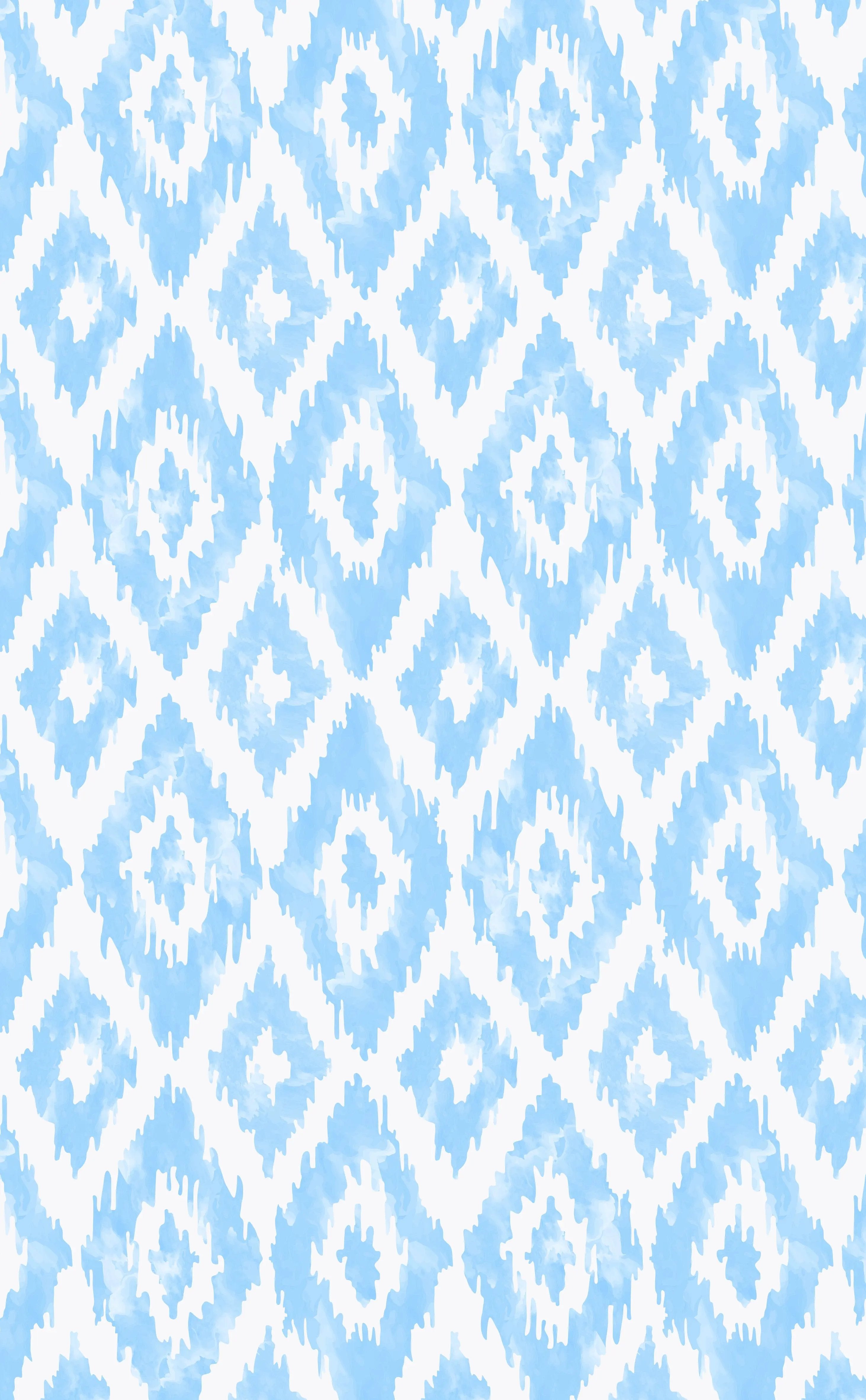 Designer Tea Towel Watercolor Ikat Diamonds Light Blue Katherine Way