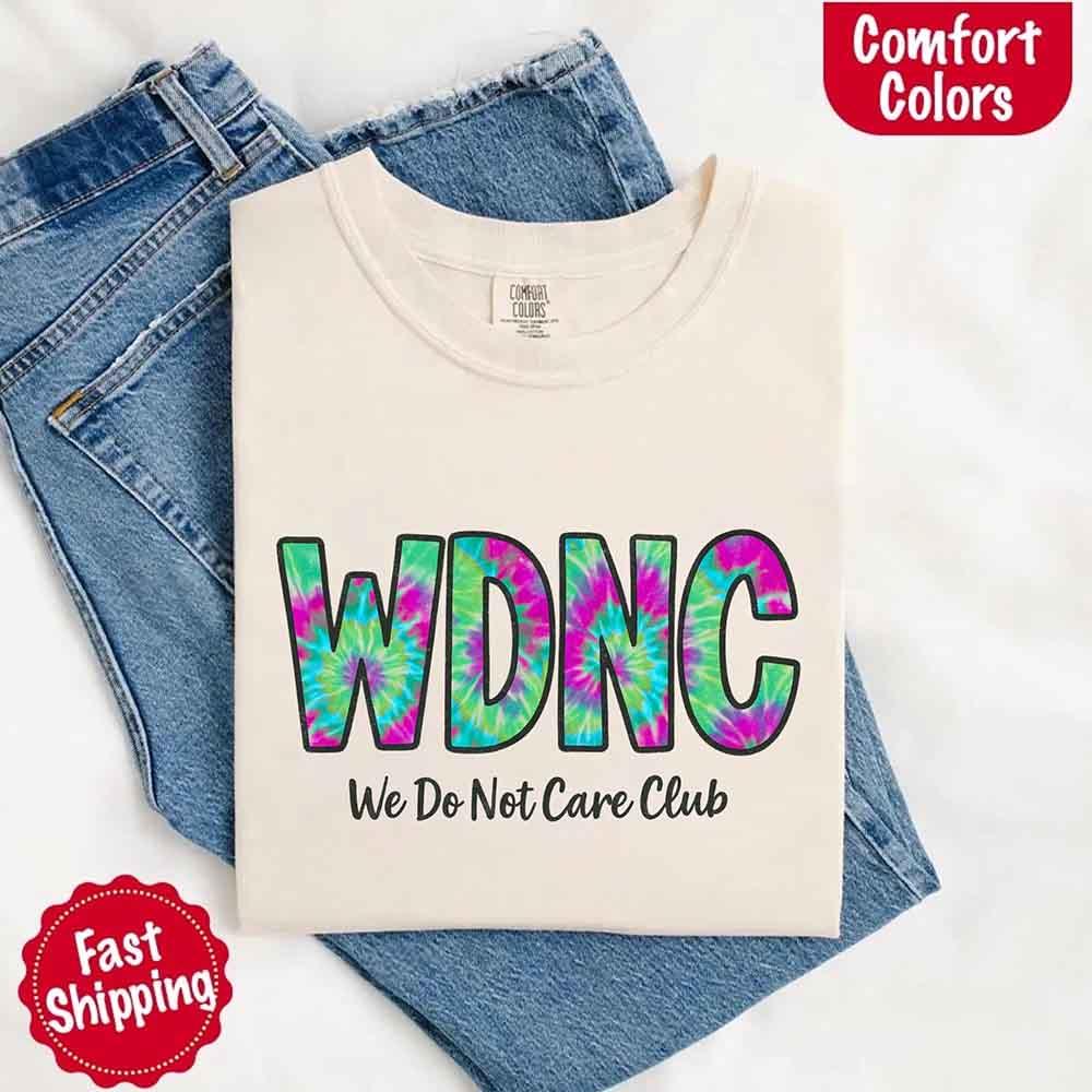 Back view of the Adorb Custom Tees We Do Not Care Club shirt, showing the relaxed, comfortable fit of the unisex Comfort Colo