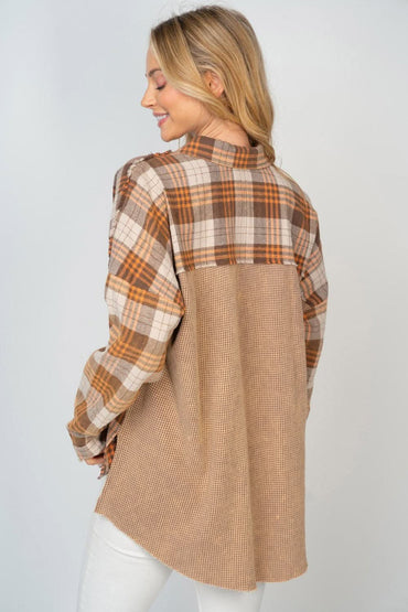 White Birch Full Size Contrast Plaid Button Down Shirt - Love Salve 
