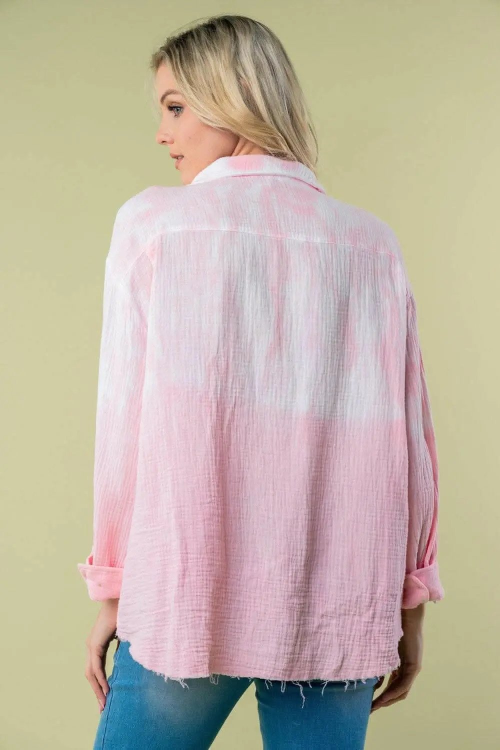 White Birch Full Size Long Sleeve Tie Dye Shirt - Love Salve 