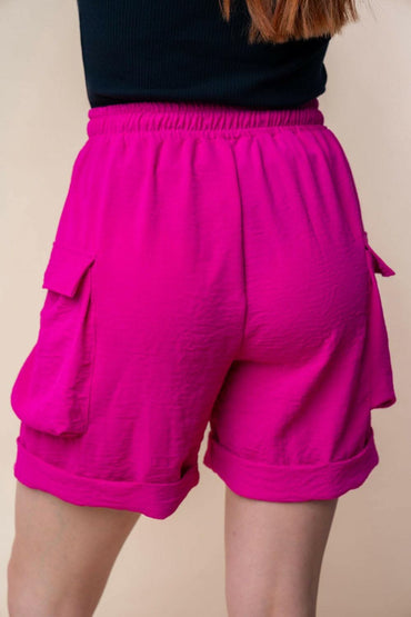 White Birch High Waisted Drawstring Knit Cargo Shorts - Love Salve 