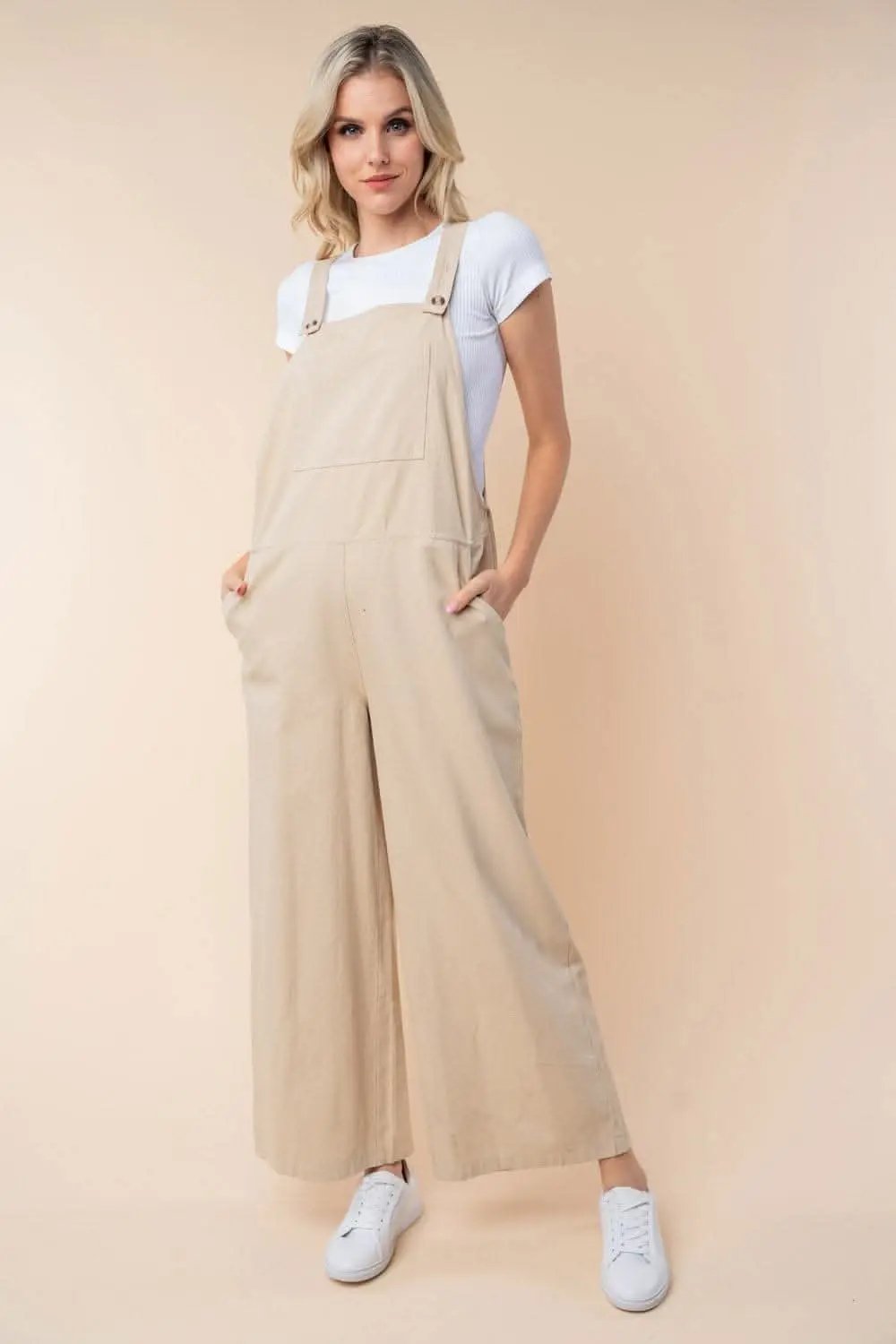 White Birch Sleeveless Wide Leg Jumpsuit - Love Salve 