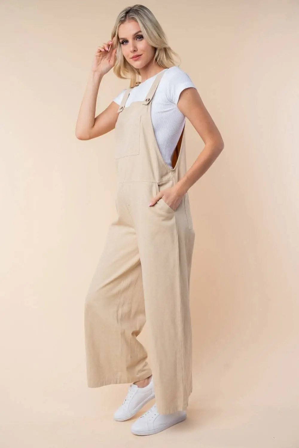 White Birch Sleeveless Wide Leg Jumpsuit - Love Salve 