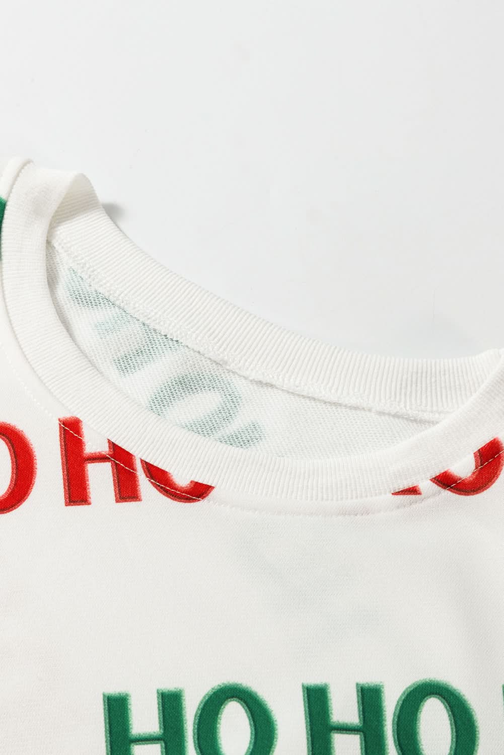 White Christmas HOHOHO Print Drop Shoulder Pullover and Casual Shorts Set - Love Salve 