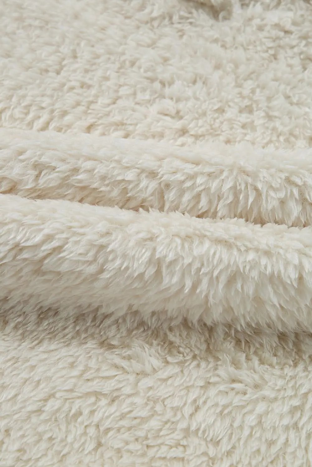 White Contrast Ribbed Edge Plush Hoodie - Love Salve 