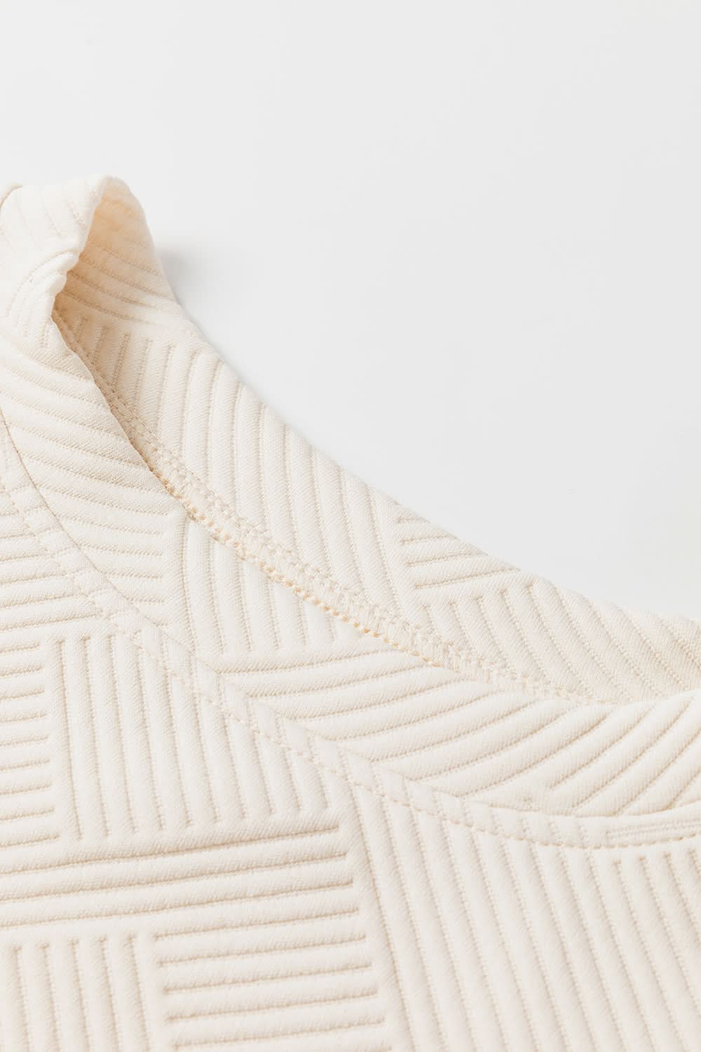 White Floral Patchwork Sleeve Textured Plus Size Pullover Top - Love Salve 