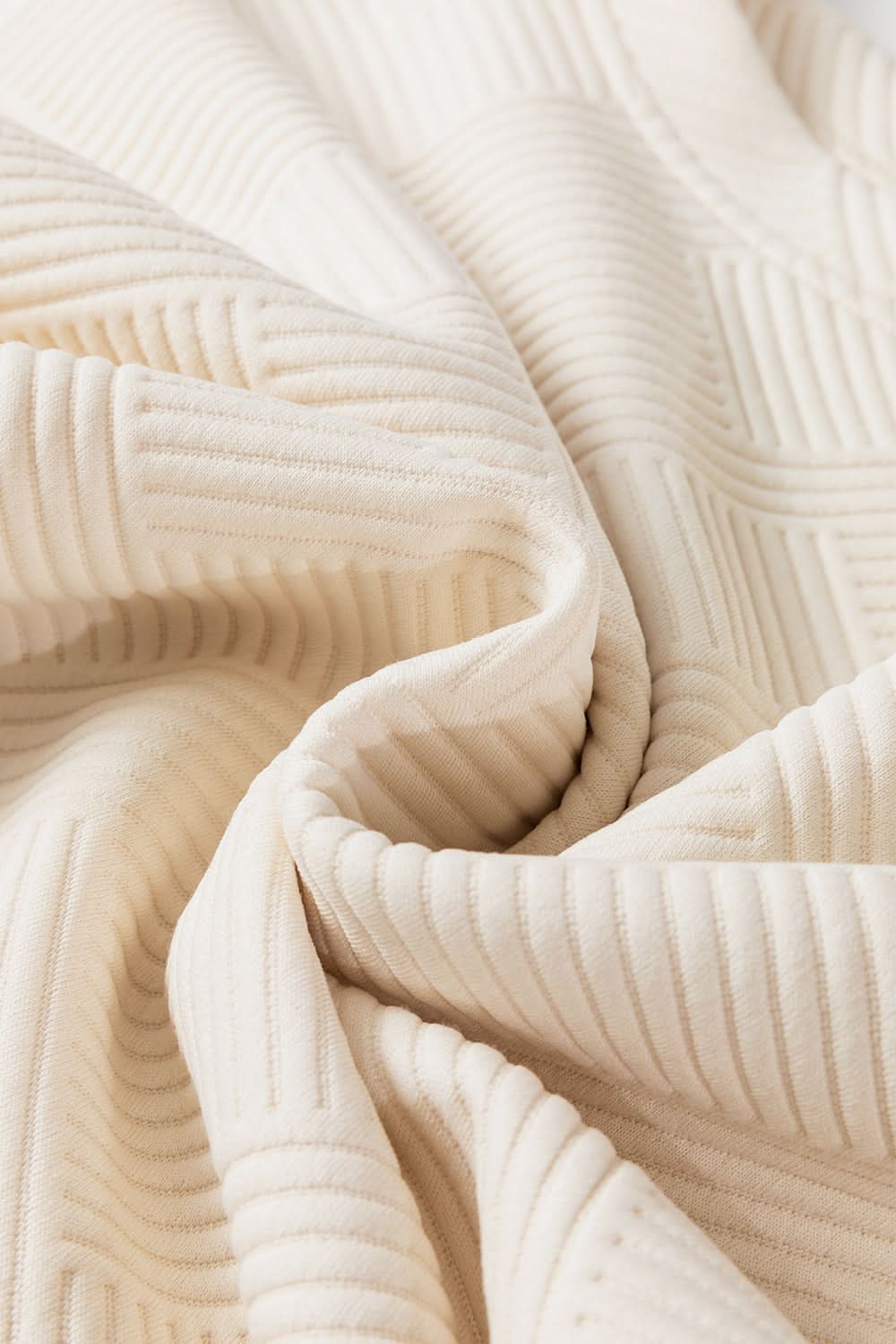 White Floral Patchwork Sleeve Textured Plus Size Pullover Top - Love Salve 