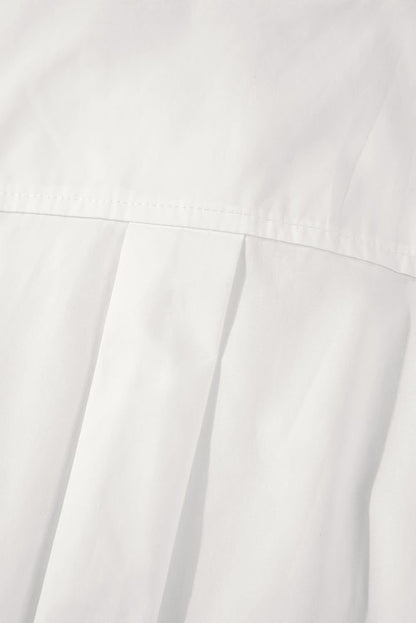 White Lace Crochet Trim Turn Down Collar Buttoned Shirt - Love Salve 