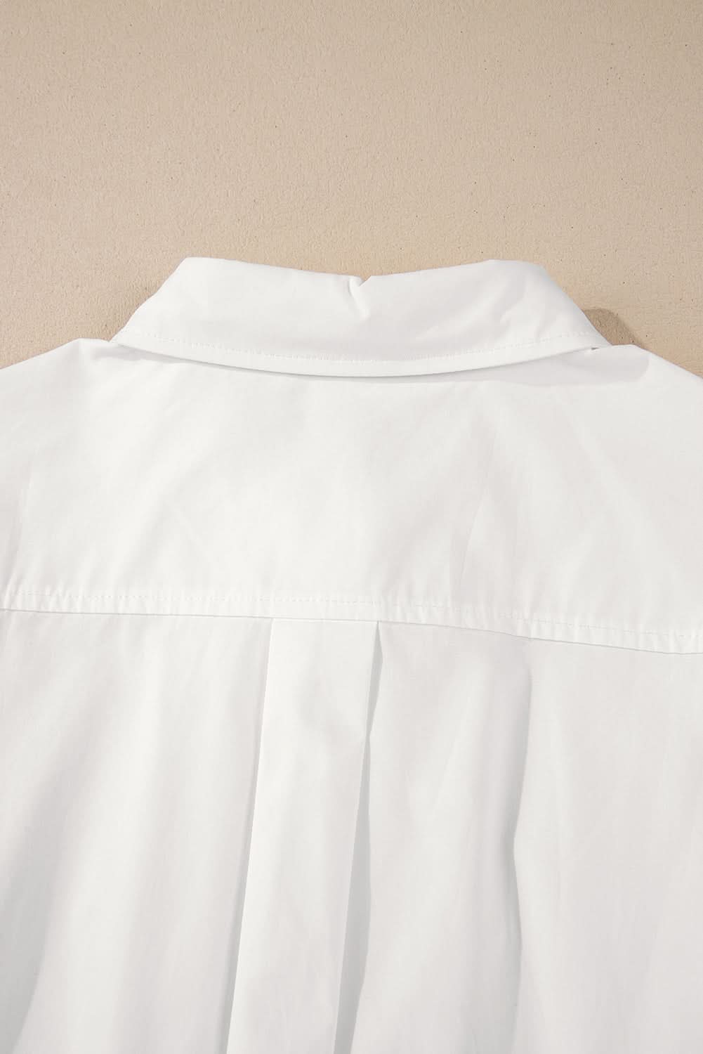 White Lace Crochet Trim Turn Down Collar Buttoned Shirt - Love Salve 